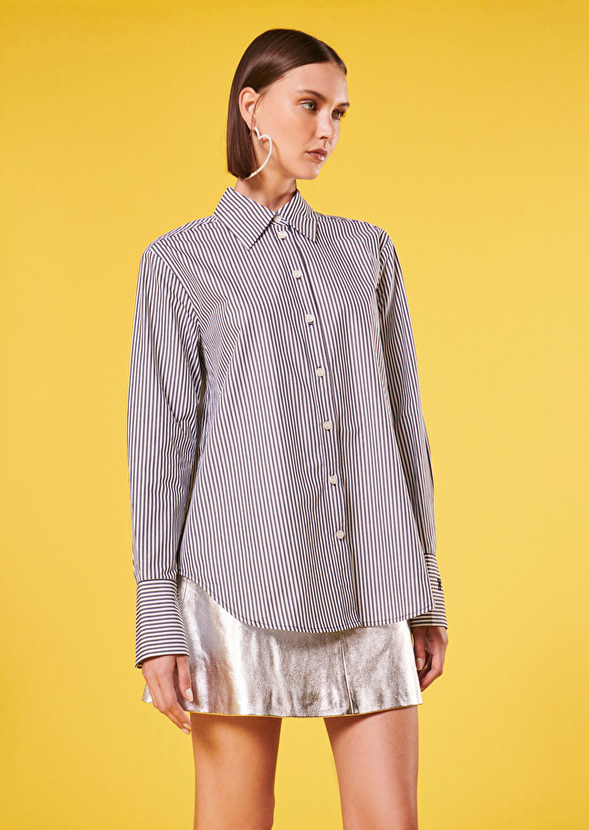 Chemise Clarencenoire à rayures en popeline