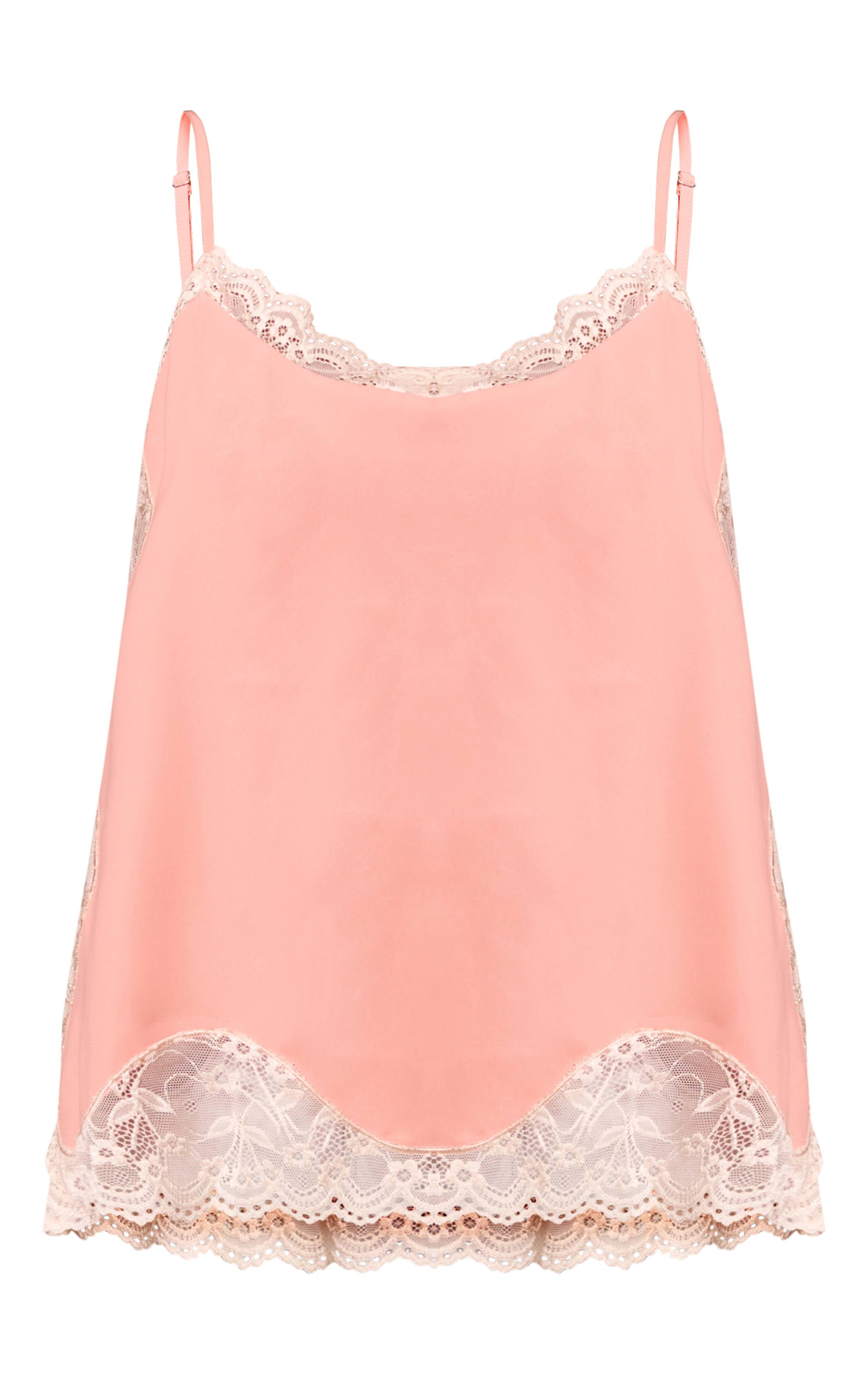 Rose Top Caraco À Bretelles Crème Avec Détails De Dentelle Tissée