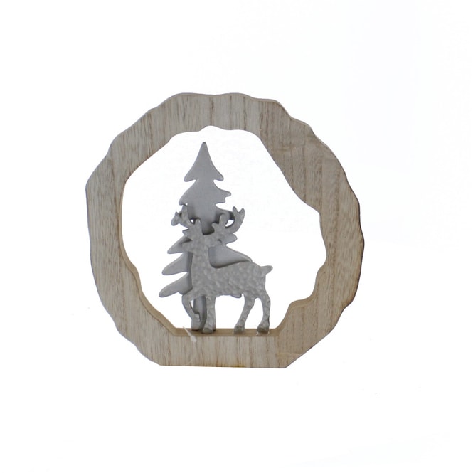 Baumring mit Hirsch und Baum - ca. 19 x 1,5 x 19 cm