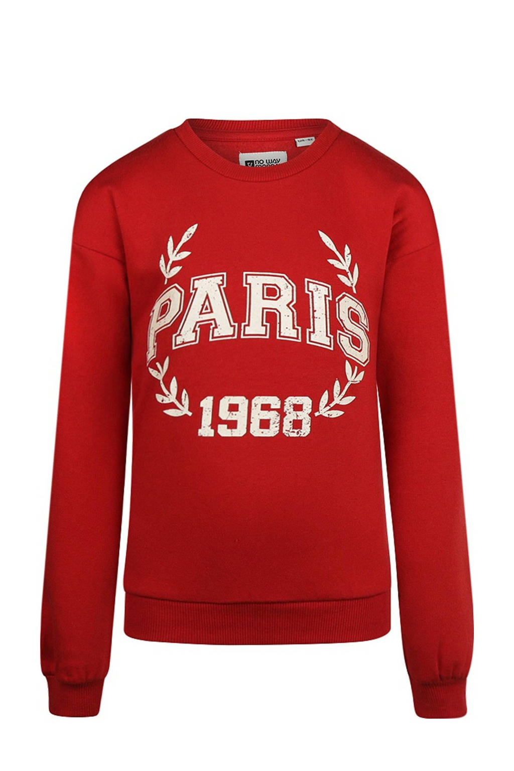 No Way Monday sweater met printopdruk rood/wit