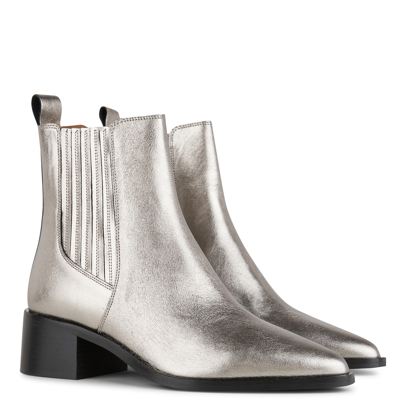BEYONCE - Bottines en cuir métallisé | Argent