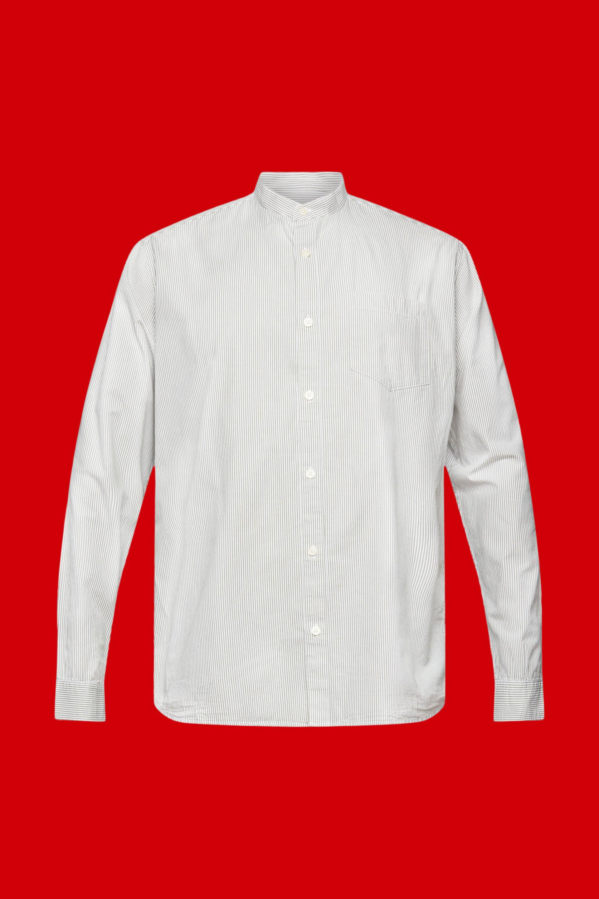 Chemise en coton à rayures tennis et col Mao