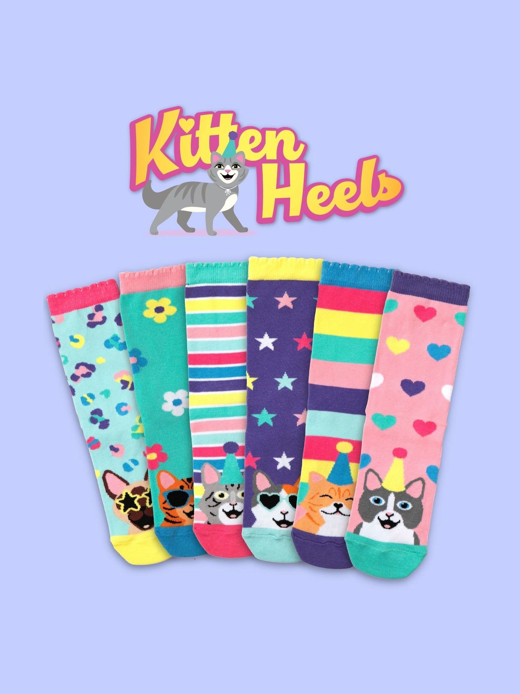 United Odd Socks Kitten Heel Girls Socks 6 pack