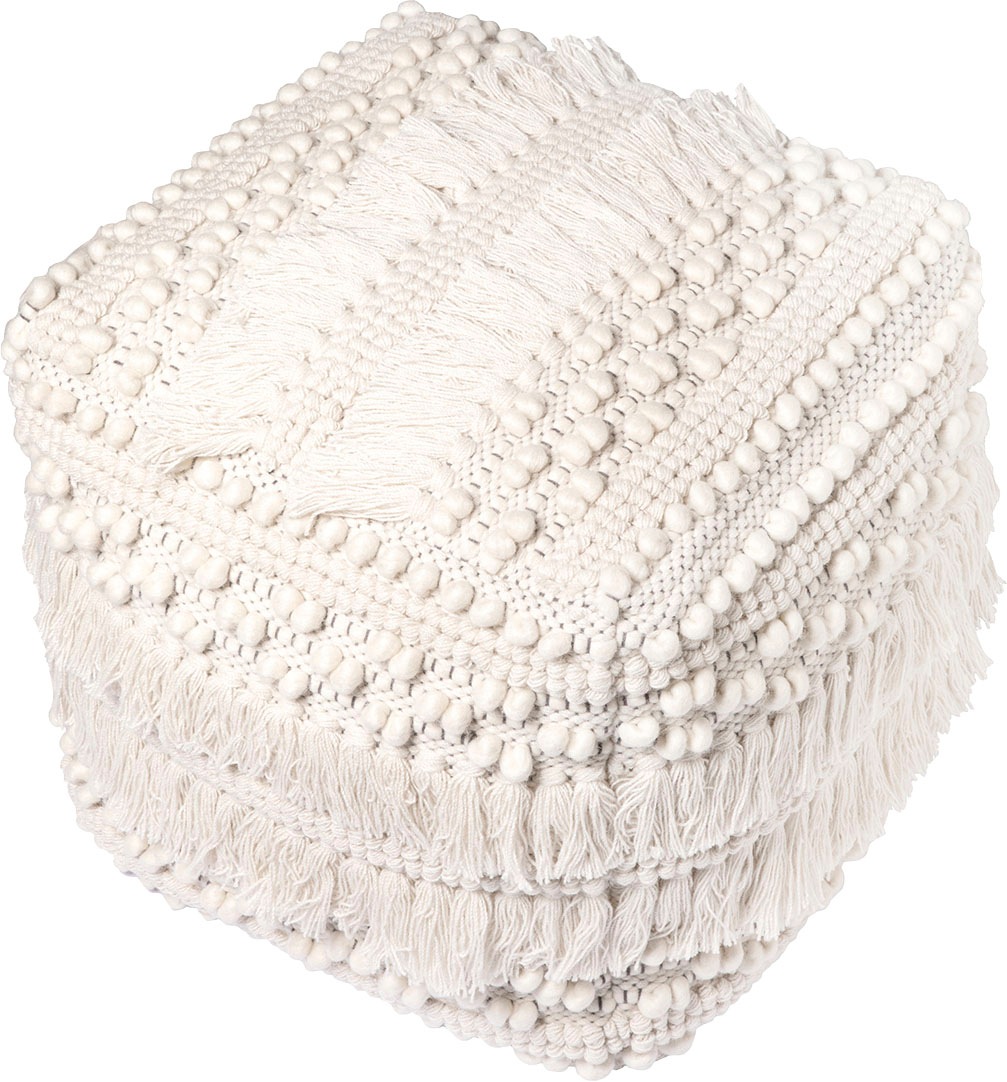 Kayoom Pouf »Bohist 325 50cm x 50cm,   Strukturen mit Fransen und Quasten« 1 Stk. tlg. handgefertigt, Unikat, sehr gut kombinierbar, vielfältig im Einsatz