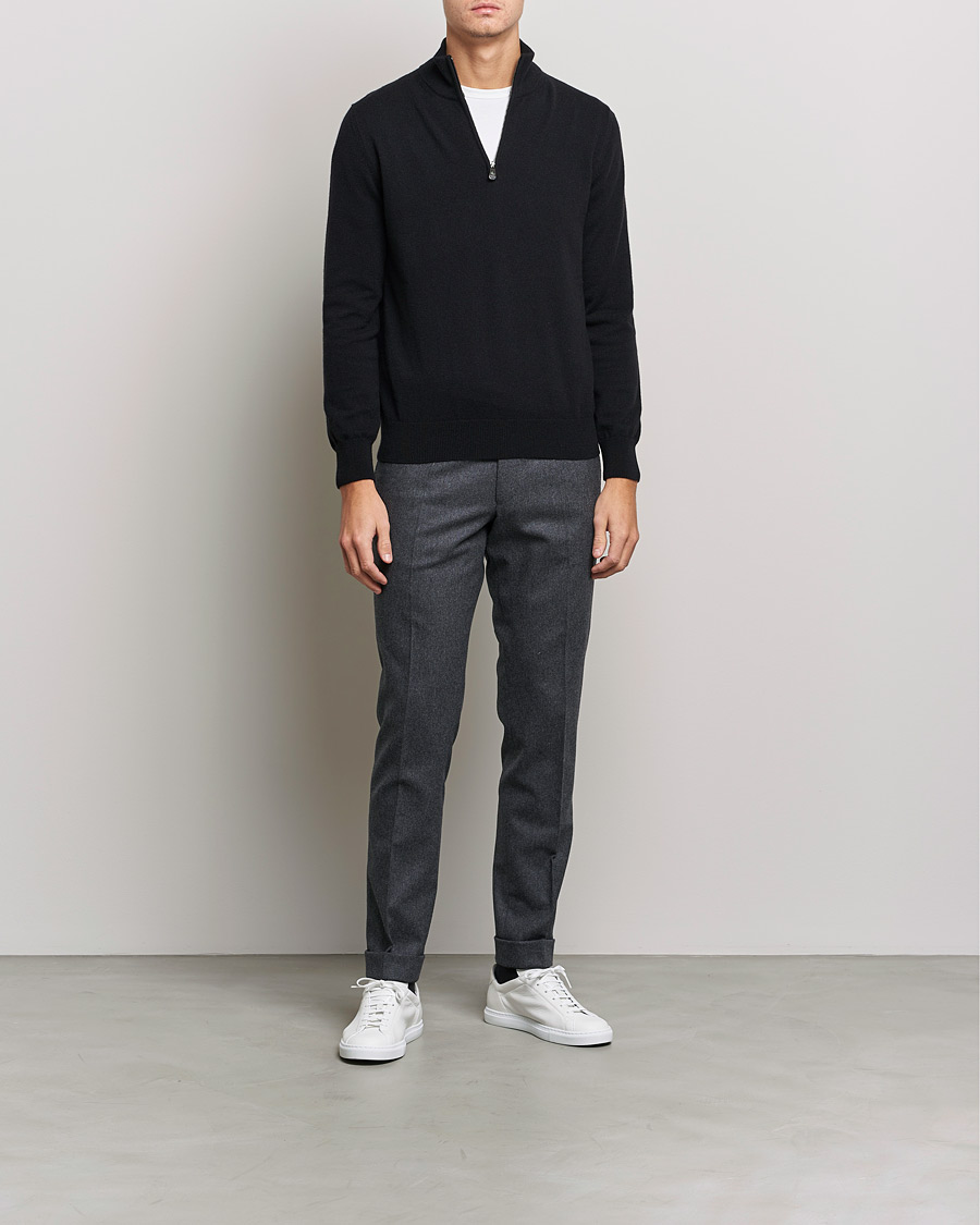 Piacenza Cashmere Cashmere Half Zip Sweater Black