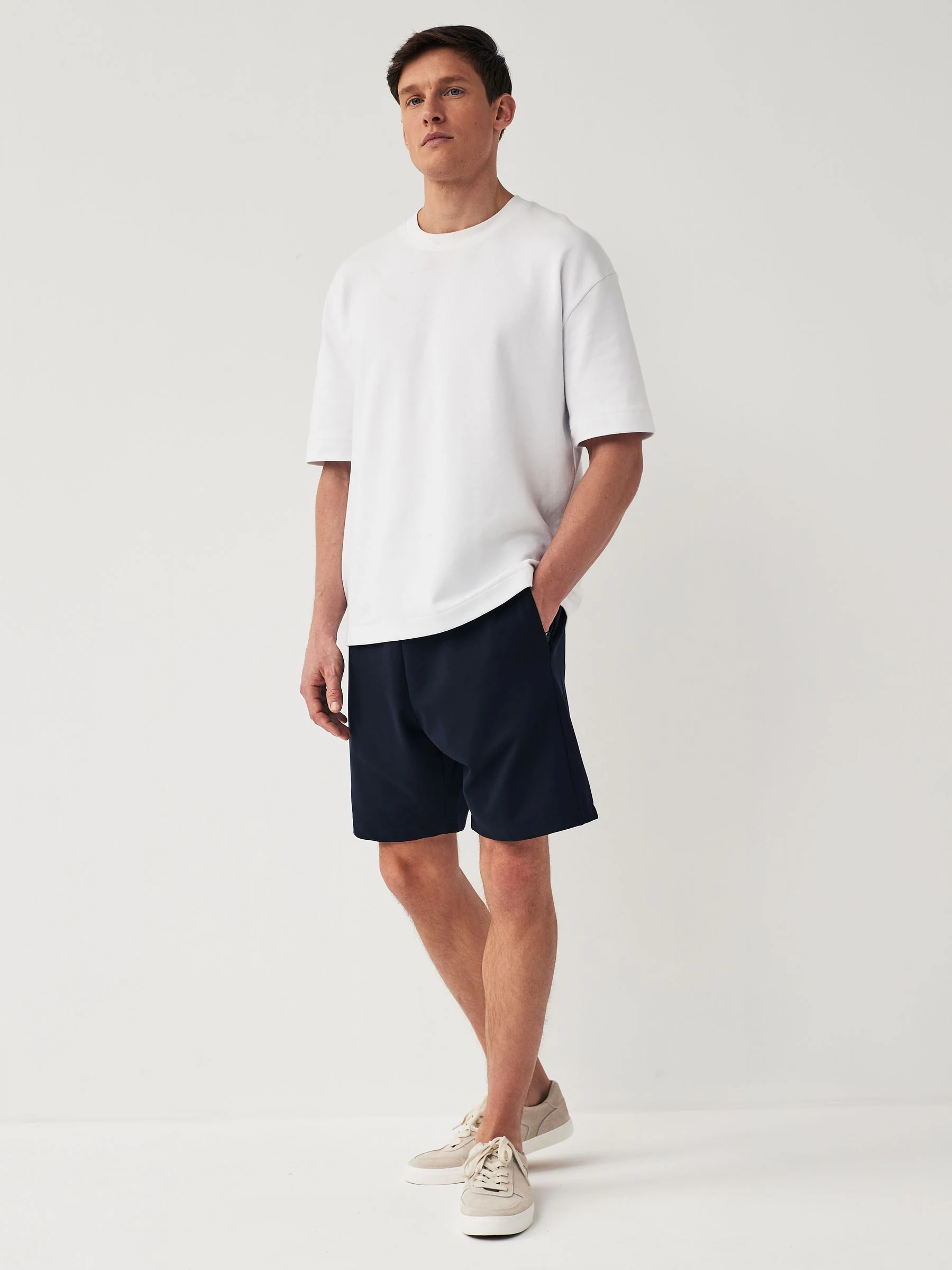 Leisteenkleurig/marineblauw - 2 jersey shorts met ritszakje