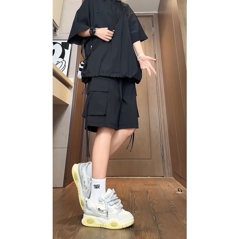 Posive - Mid Rise Plain Cargo Shorts