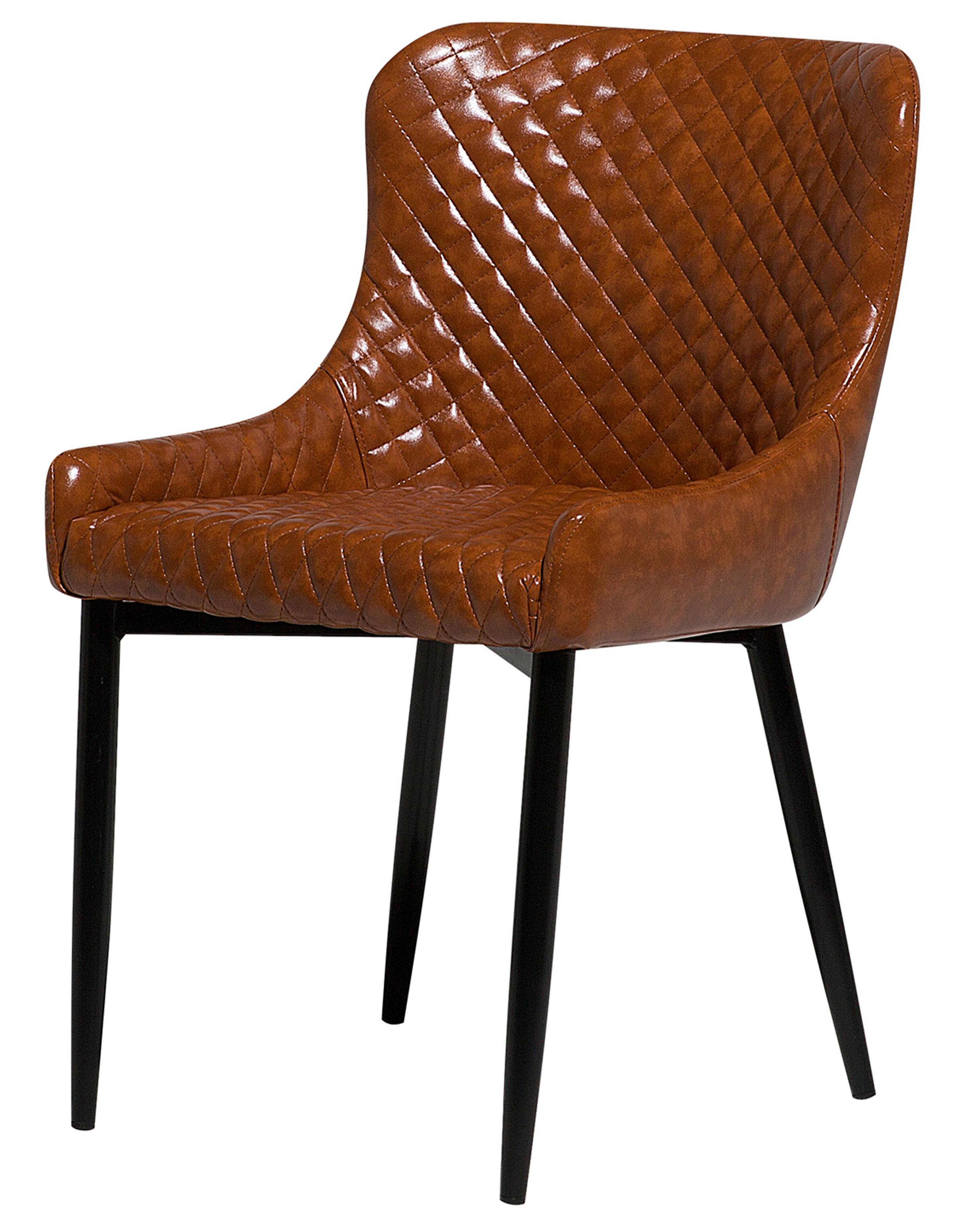 Set van 2 eetkamerstoelen SOLANO Kunstleer Goudbruin