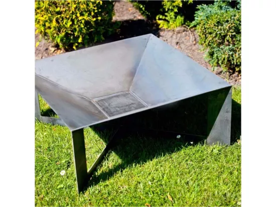 Brasero de jardin carré CUBA en acier-Acier naturel--70x70 cm--Acier naturel