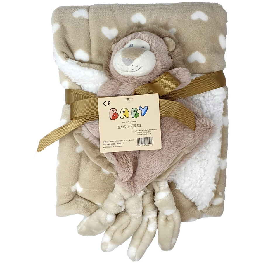 HÜTTE & CO Babydecke mit Schnuffeltuch lion 75 x 100 cm