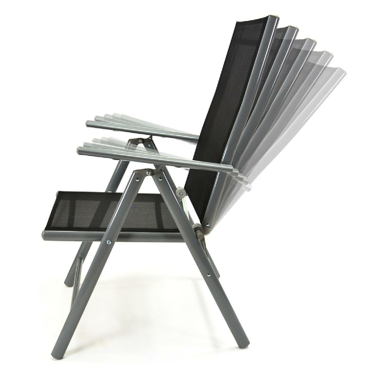 VCM 2er Set Klappstuhl schwarz Aluminium Gartenstuhl Balkonstuhl Rahmen hellgrau