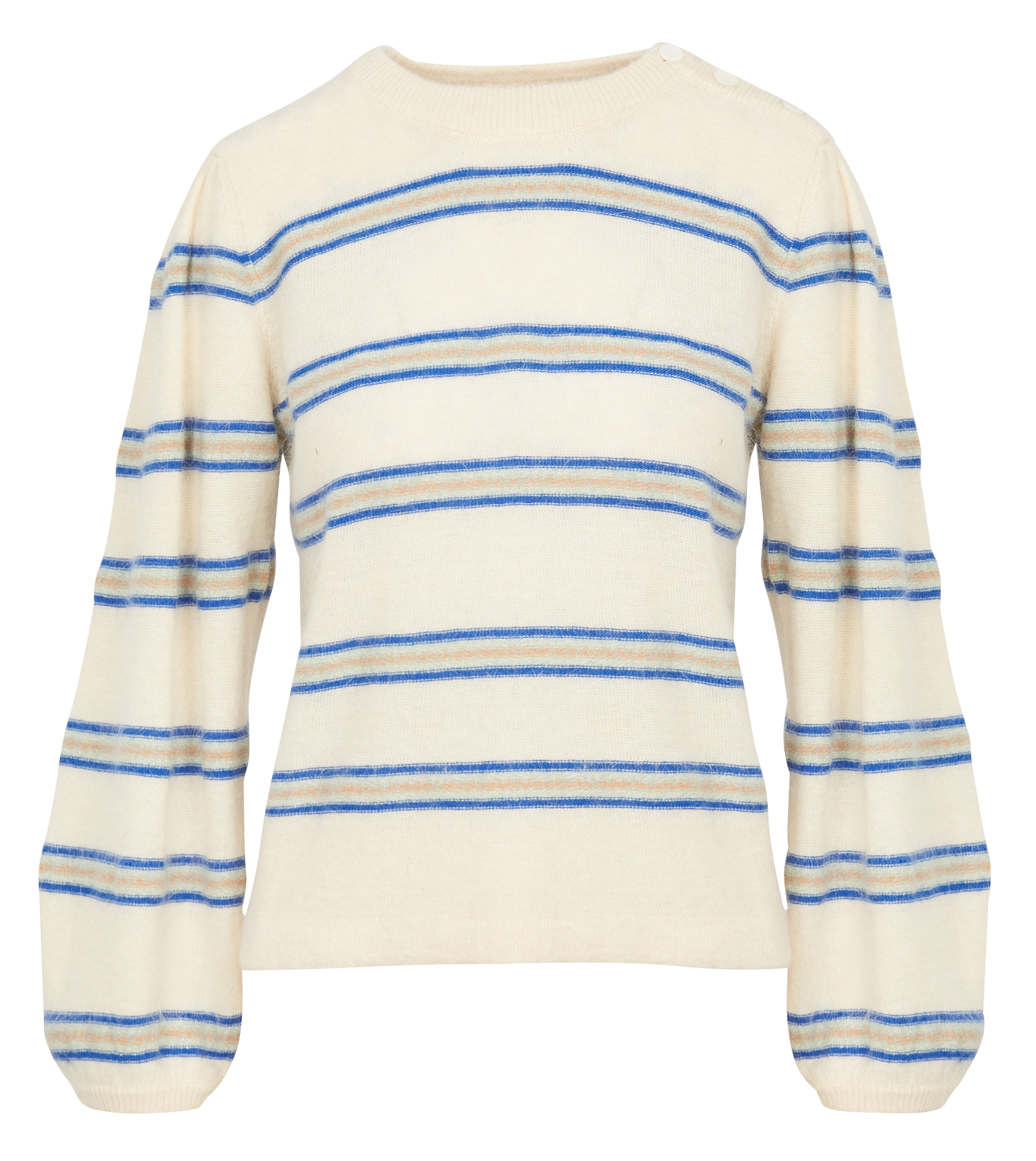 DIOUT - Pull droit col rond rayé en maille mélangée | Rayé