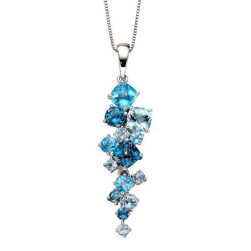 Collier topaze bleue sur or blanc 375/1000