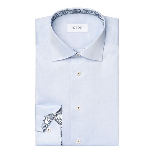 Eton Floral Effect Signature Twill Regular Skjorte, Light Blue, 46