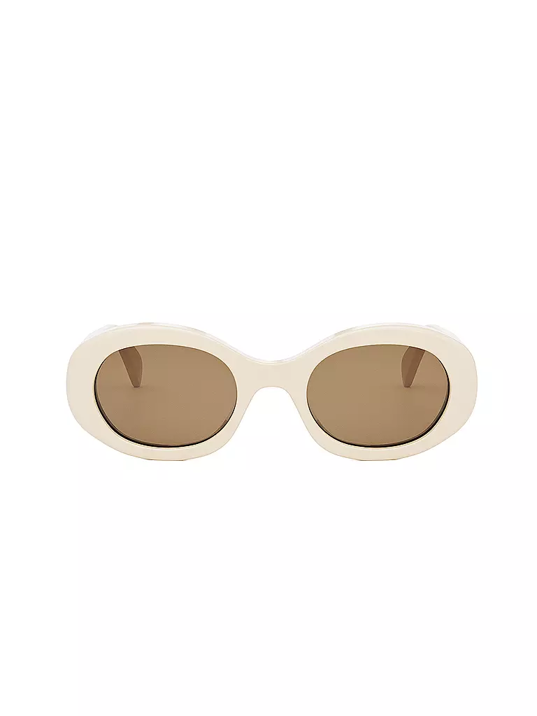 CELINE Triomphe weisse ovale Sonnenbrille creme