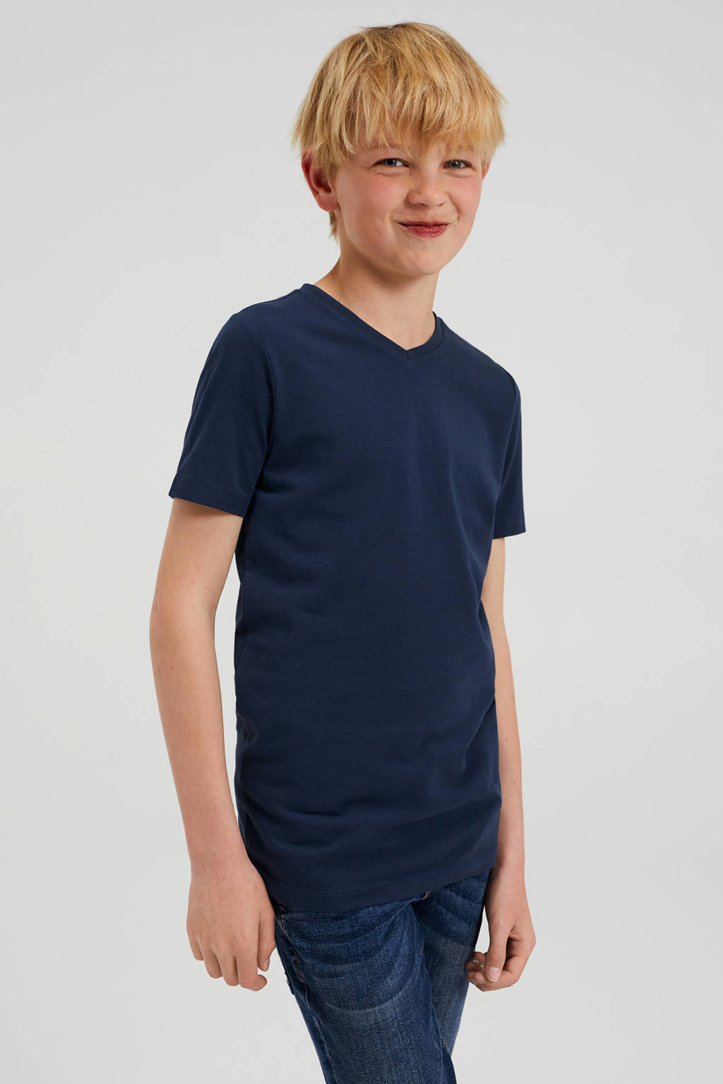 WE Fashion basic T-shirt donkerblauw