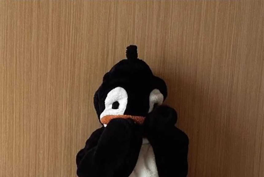 GOUB - Lange mouwen pinguïn fleece pyjama top / rechte broek / pyjamajurk / set