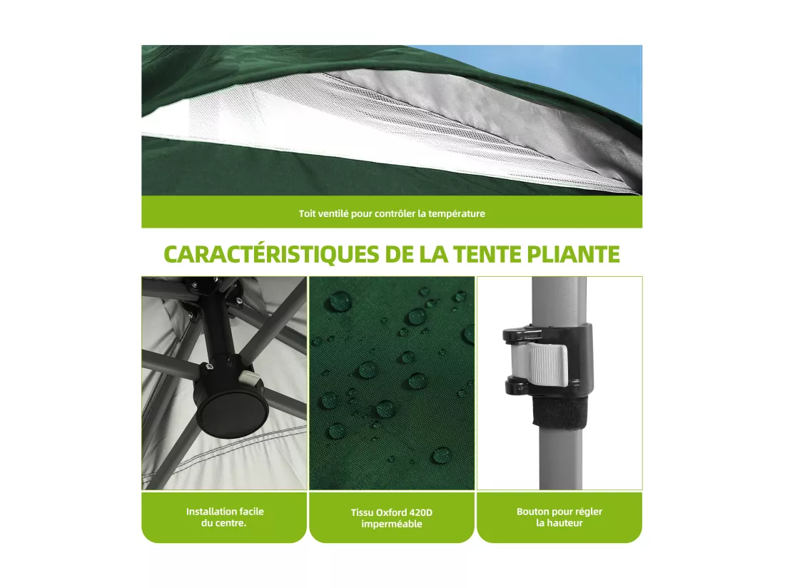 YITAHOME Tonnelle Pop-up Instantanée 3 x 3 m - Pliable - avec Sac à Roulettes - pour Terrasse - Marchés - Plage - Vert