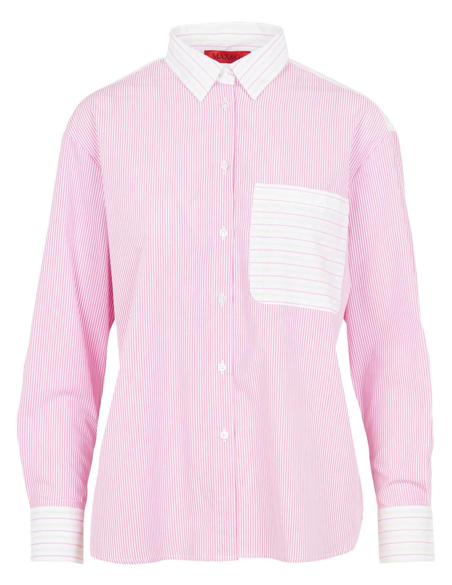MINIRAY - Chemise droite col classique en coton rayé | Rose