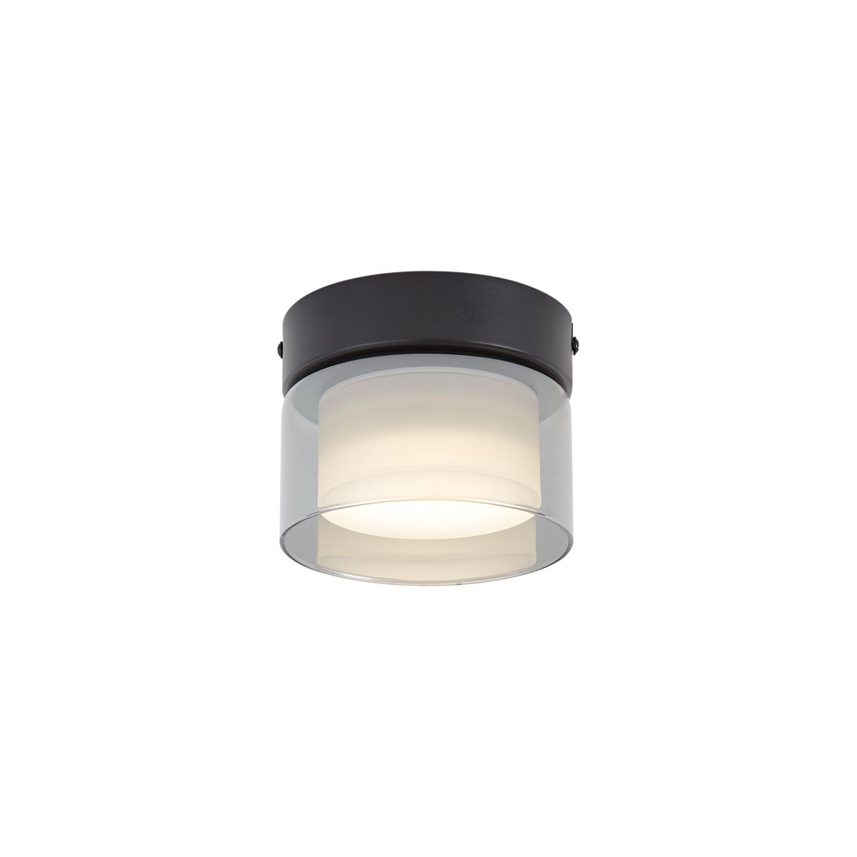 Moderne plafondlamp zwart met smoke glas  - Puck