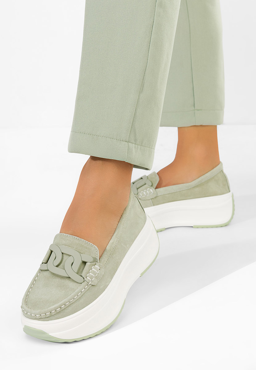 Mocassins semelle epaisse vert Mivea
