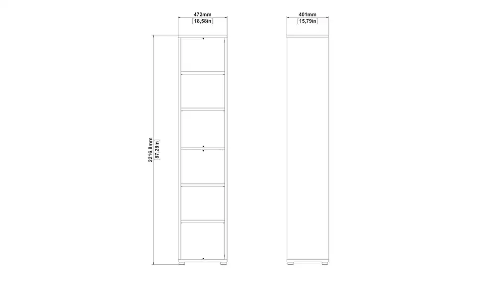 Regal Saale 47,2 cm 221,7 cm Weiß
