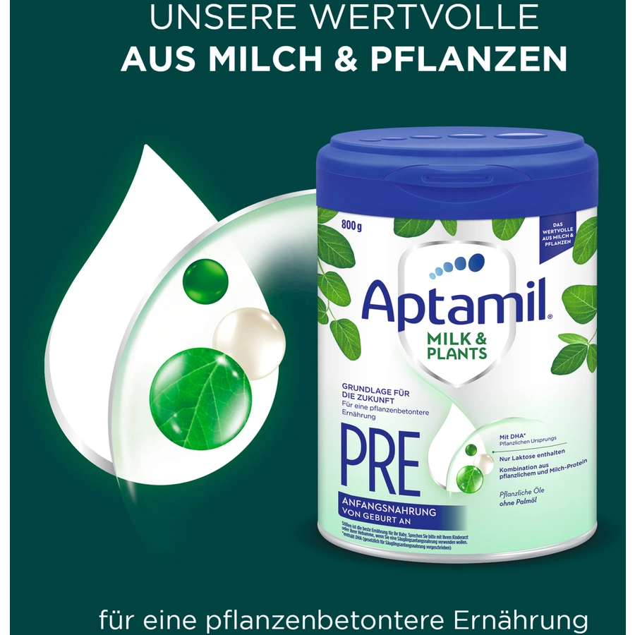 Aptamil Anfangsnahrung Pre Milk & Plants 4x 800 g von Geburt an