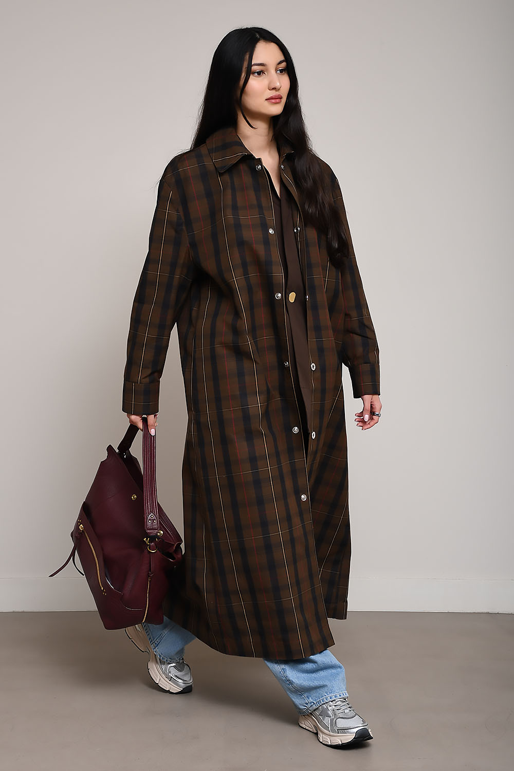 Victoria checked cotton trenchcoat