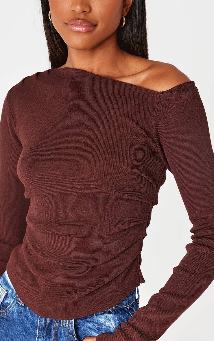 Chocolat Haut Asymétrique En Maille Fine