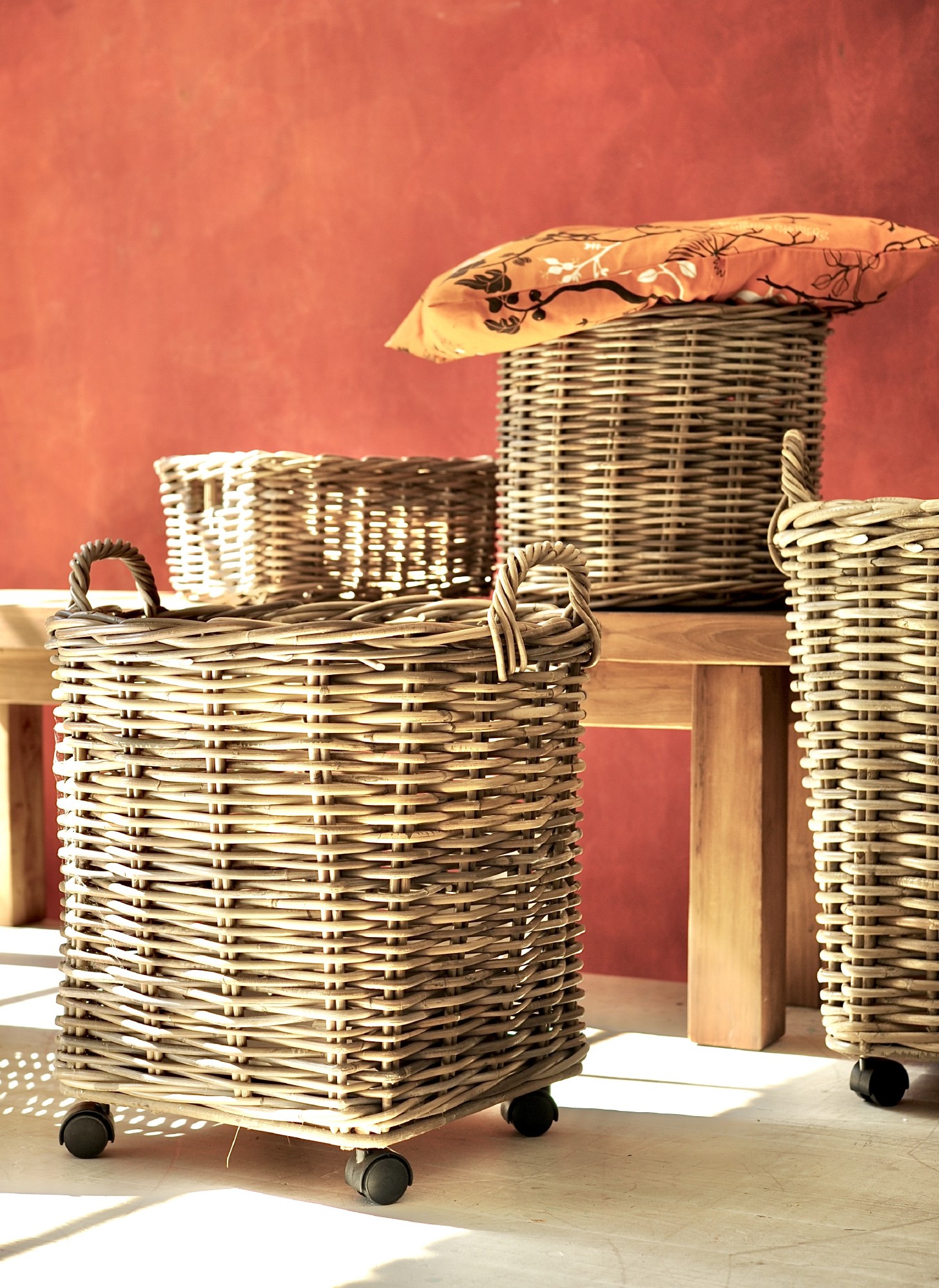 7er-Set Rundkörbe 'Ambon', Rattan natur von fischer's lagerhaus