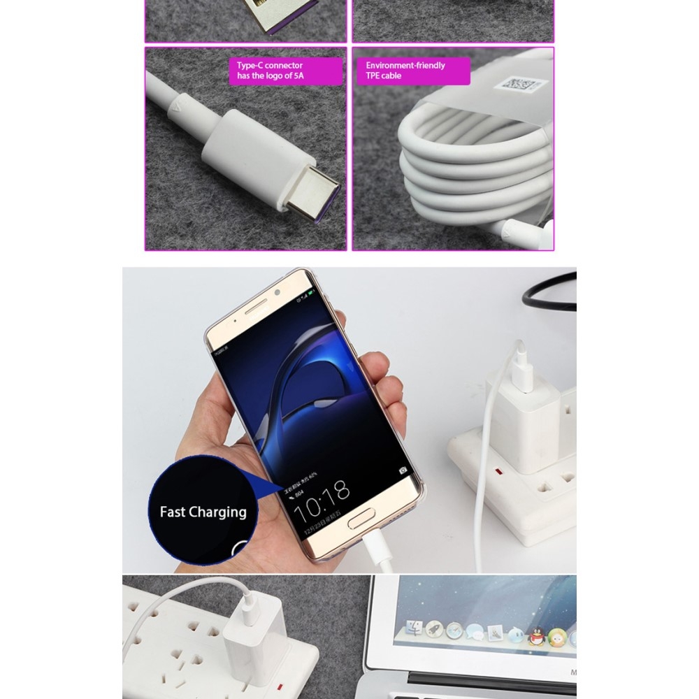 (1m) USB C Ladekabel Datenkabel 5A Super Charge - Weiss