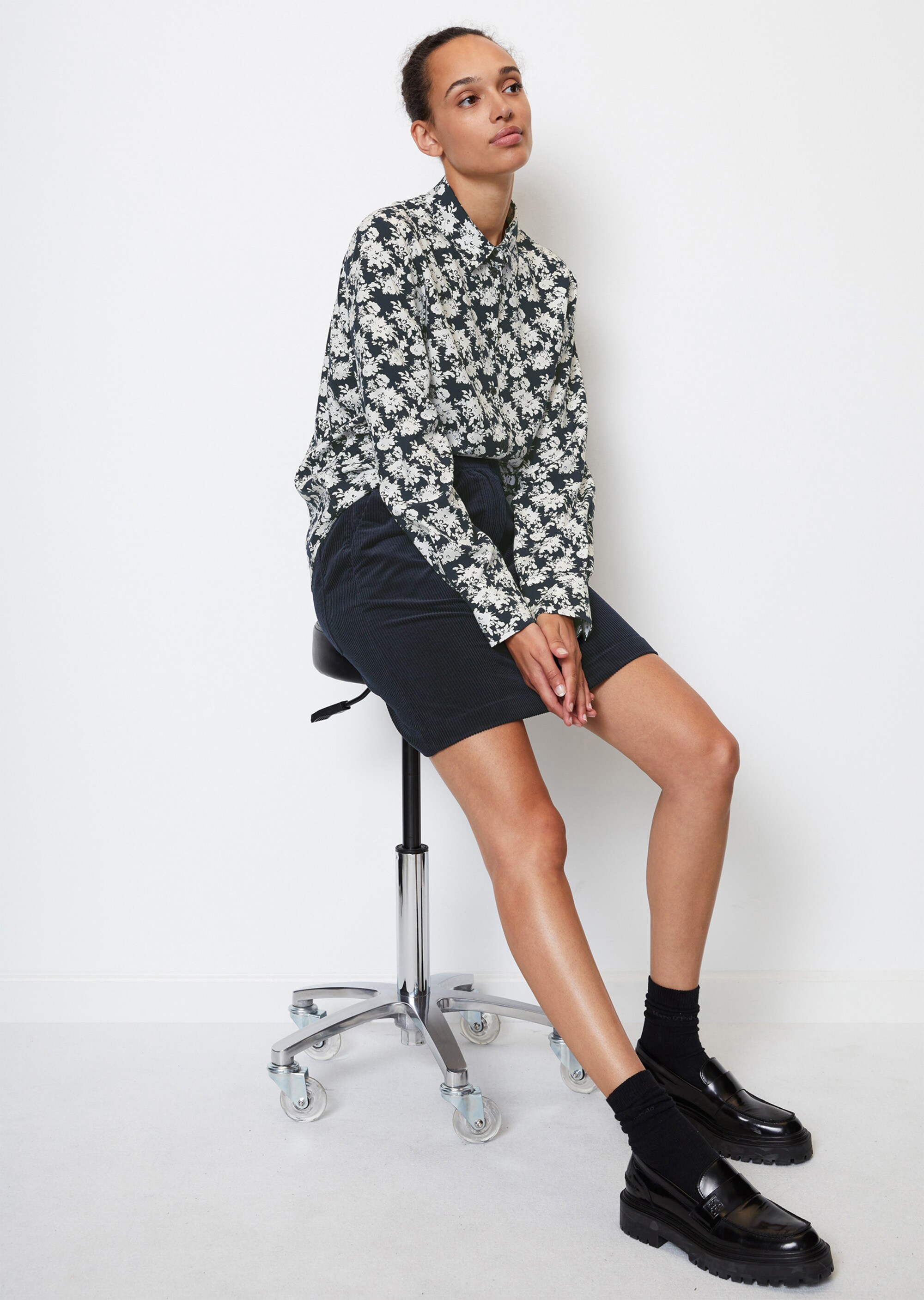 Allover-Print-Bluse regularaus fließender Viskose