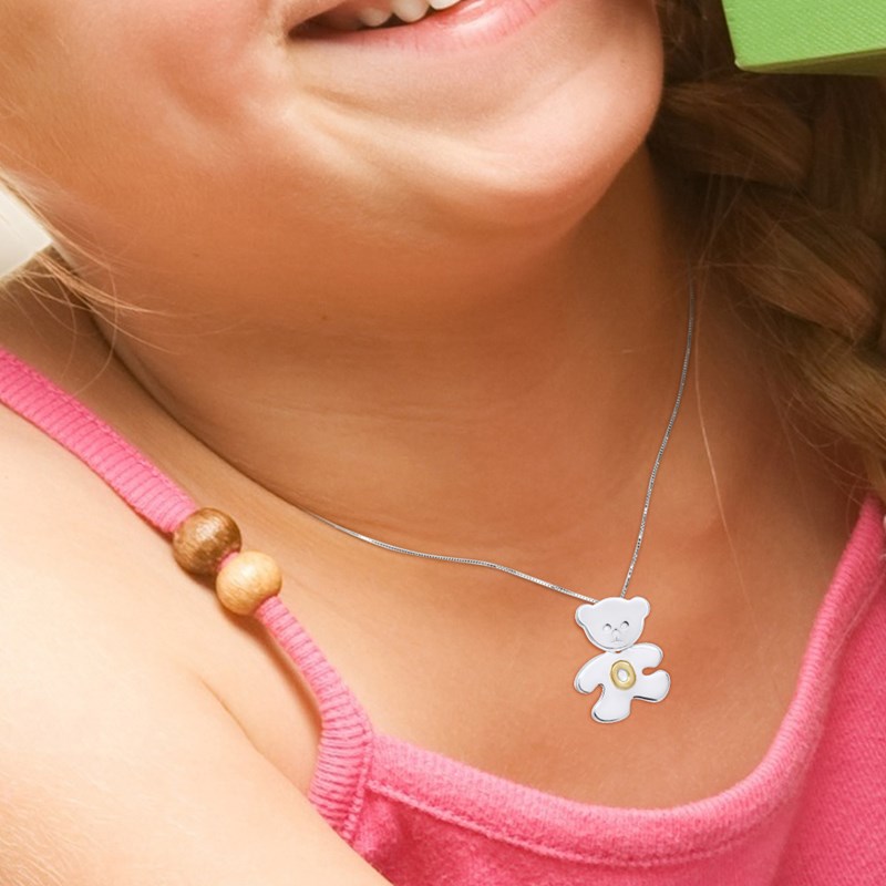 Pendentif OURSON Argent - Lettre O plaqué Or Jaune