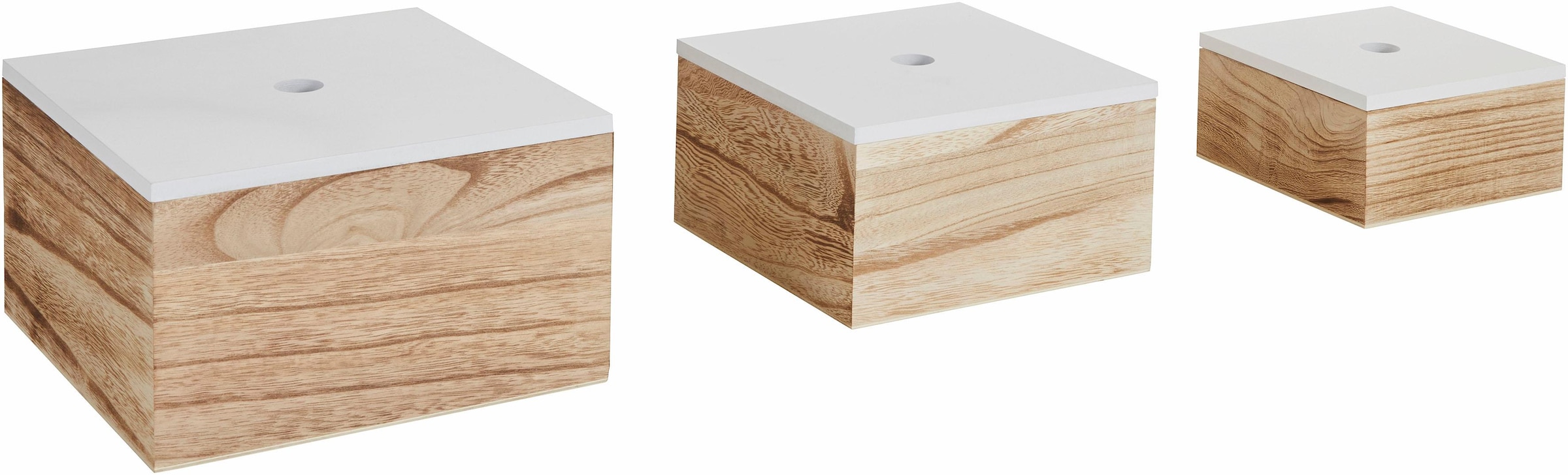 Zeller Present Aufbewahrungsbox 3er Set, Holz, weiss/natur