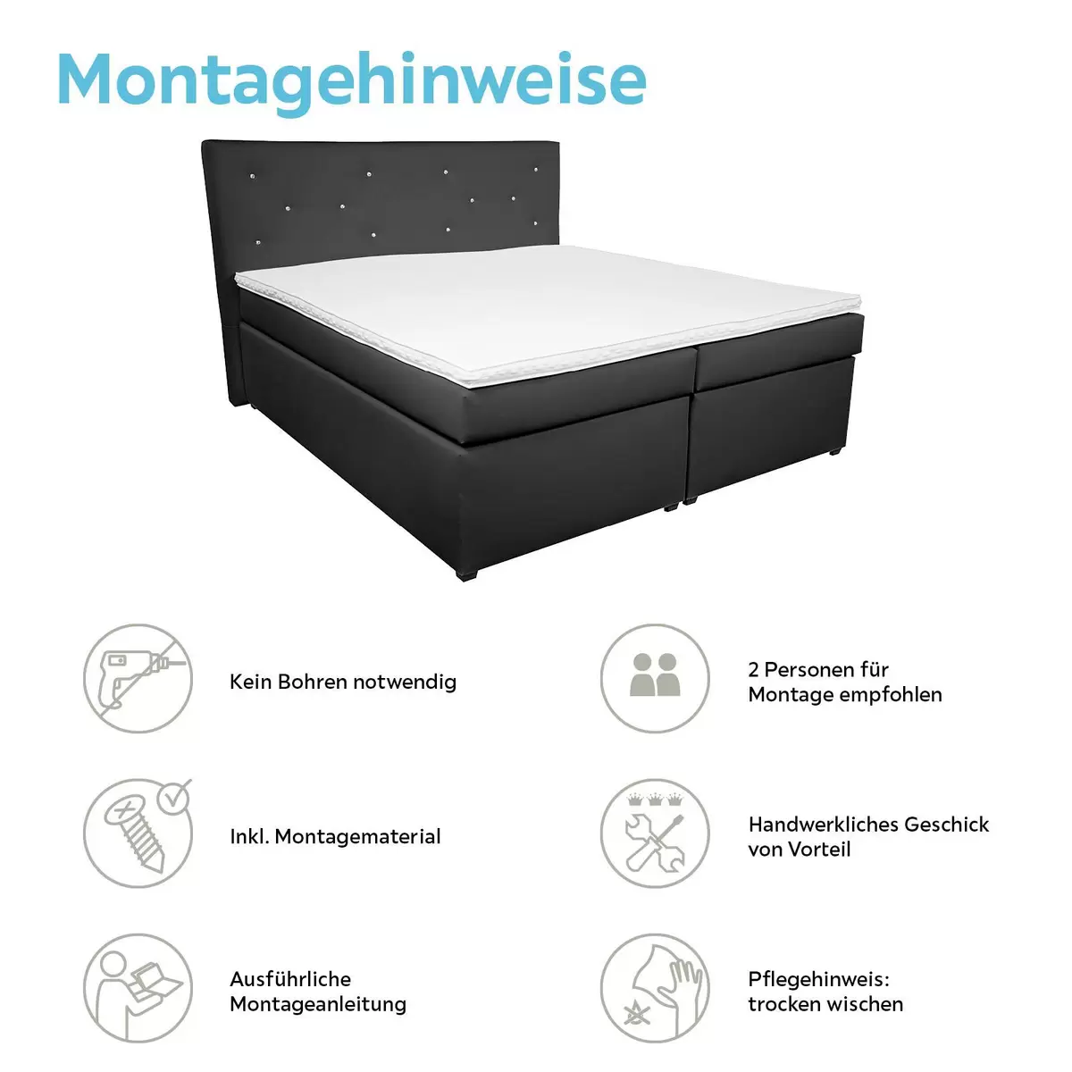 Boxspringbett Luminosa 180 x 200 Anthrazit