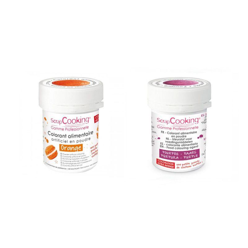 2 colorants alimentaires en poudre - orange-pourpre Scrapcooking