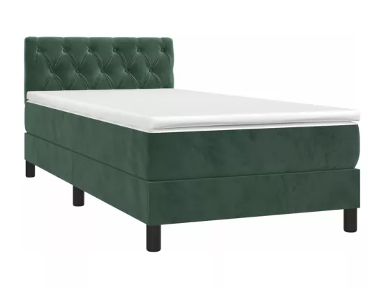 Sommier tapissier et matelas et LED Vert foncé 80x200cm Velours