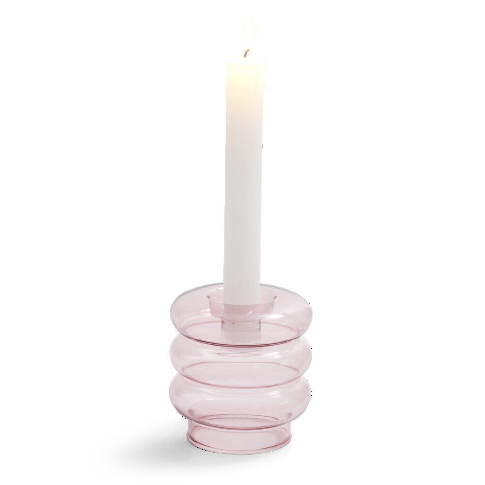 Bougeoir anneau rose clair Ø9xH8,5cm