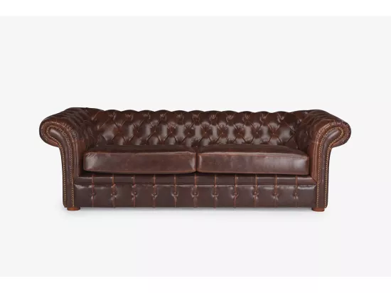 Canapé 3 places chesterfield CLOTAIRE 100% cuir vieilli
