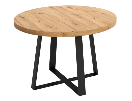PEGANE - Table de salle à manger Table à manger ronde extensible en bois chêne avec pieds en...