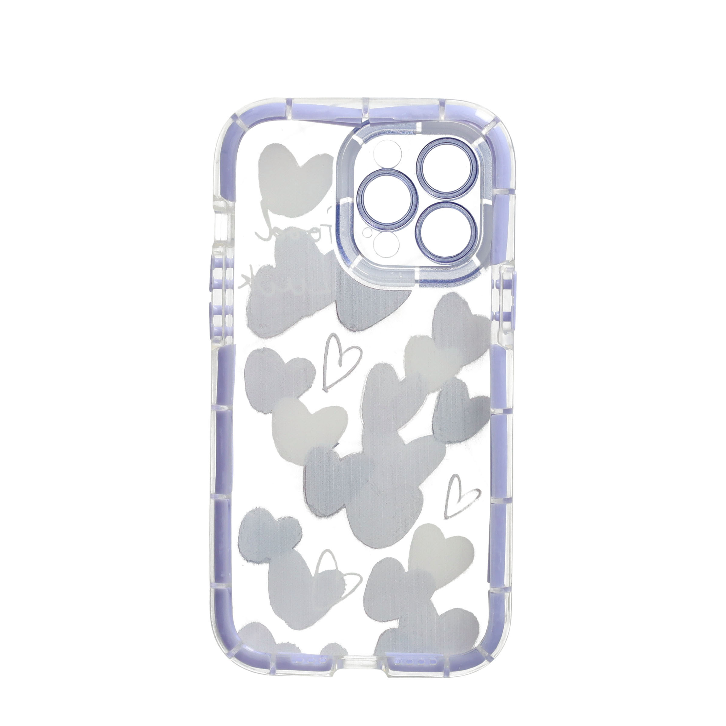 iPhone 14 Pro Max Hybrid Hardcase Hülle Air Cushion Fallschutz - Lila Herzen