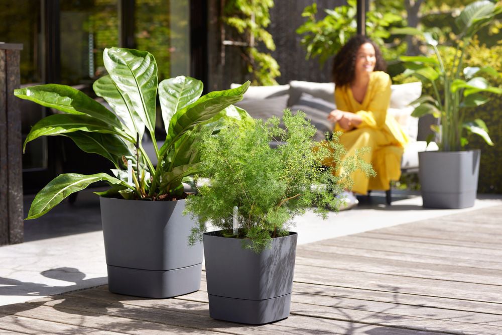 Elho bloempot Greensense Aqua Care antraciet 38 x 38 x 38,9 cm