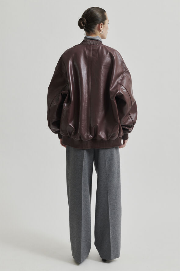Second Female King Leather Bomber Jacket Bitter chocolate