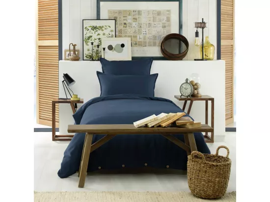 HEDDA - Housse de Couette 140x200cm Flanelle de Coton Coloris Nuit