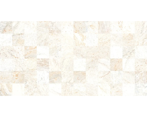 Decoratieve tegel van porseleinsteengoed Quarzite blanco 32 x 62,5 x 0,9 cm