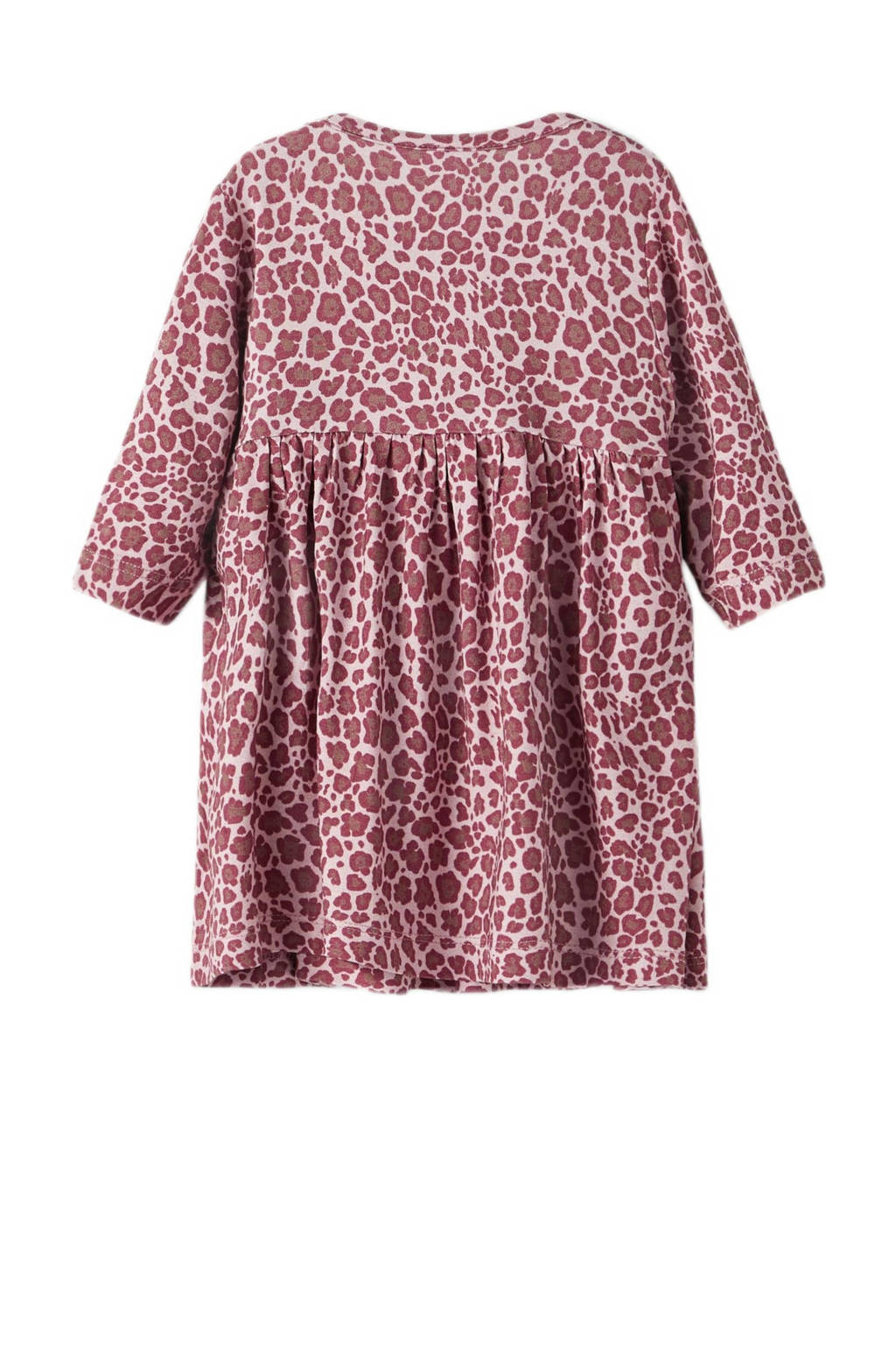 NAME IT baby jurk NBFKRINE met panterprint roze