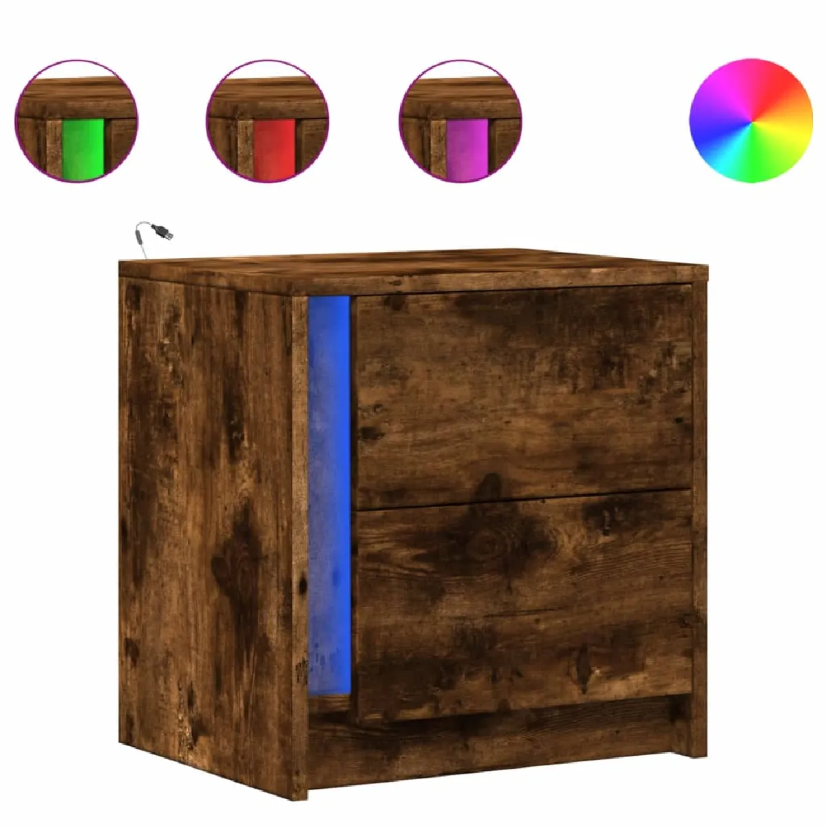 vidaXL Armoires de chevet à LED 43x34x45 cm