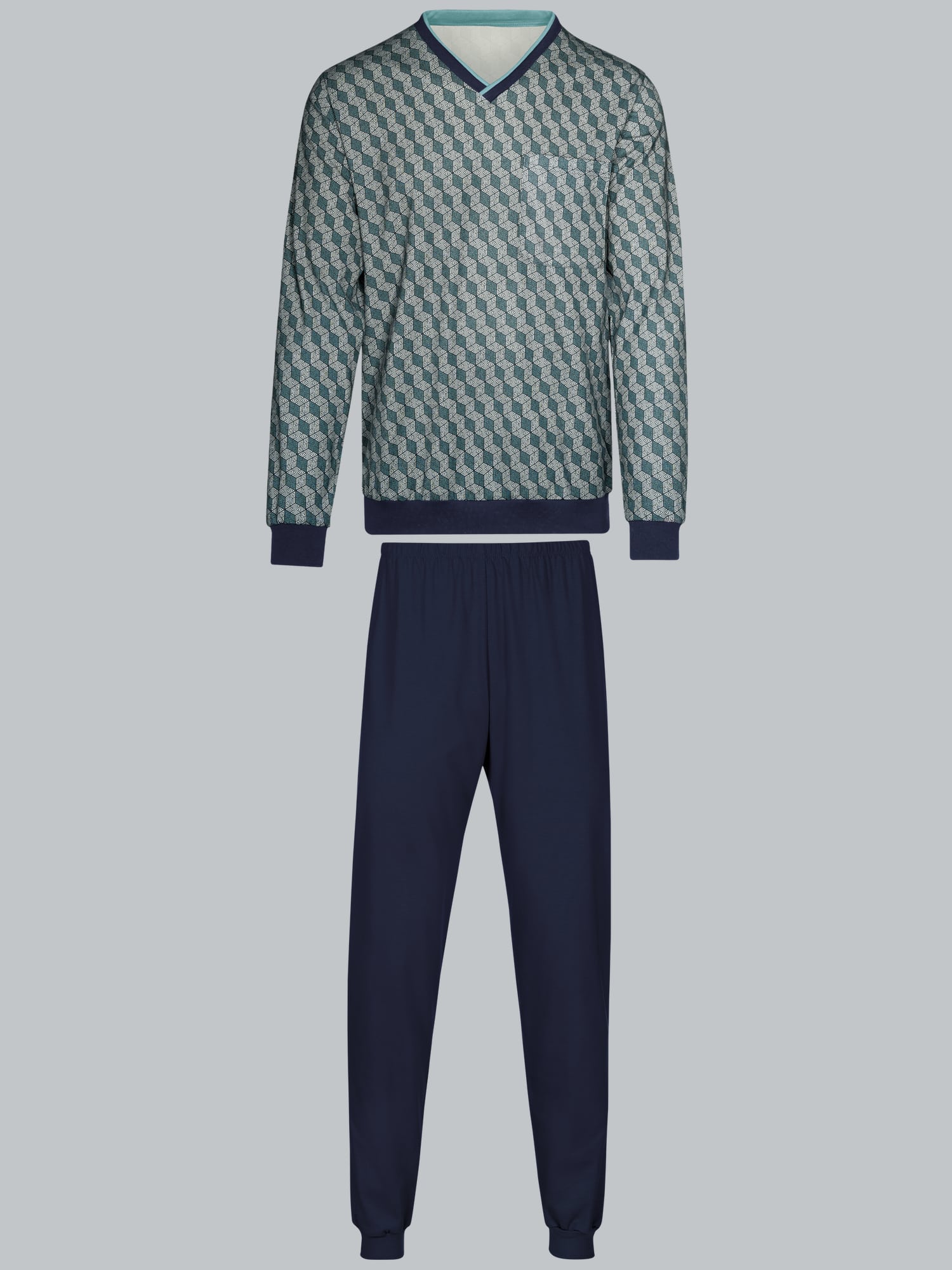 Schlafanzug mit Allover Würfel-Print Navy