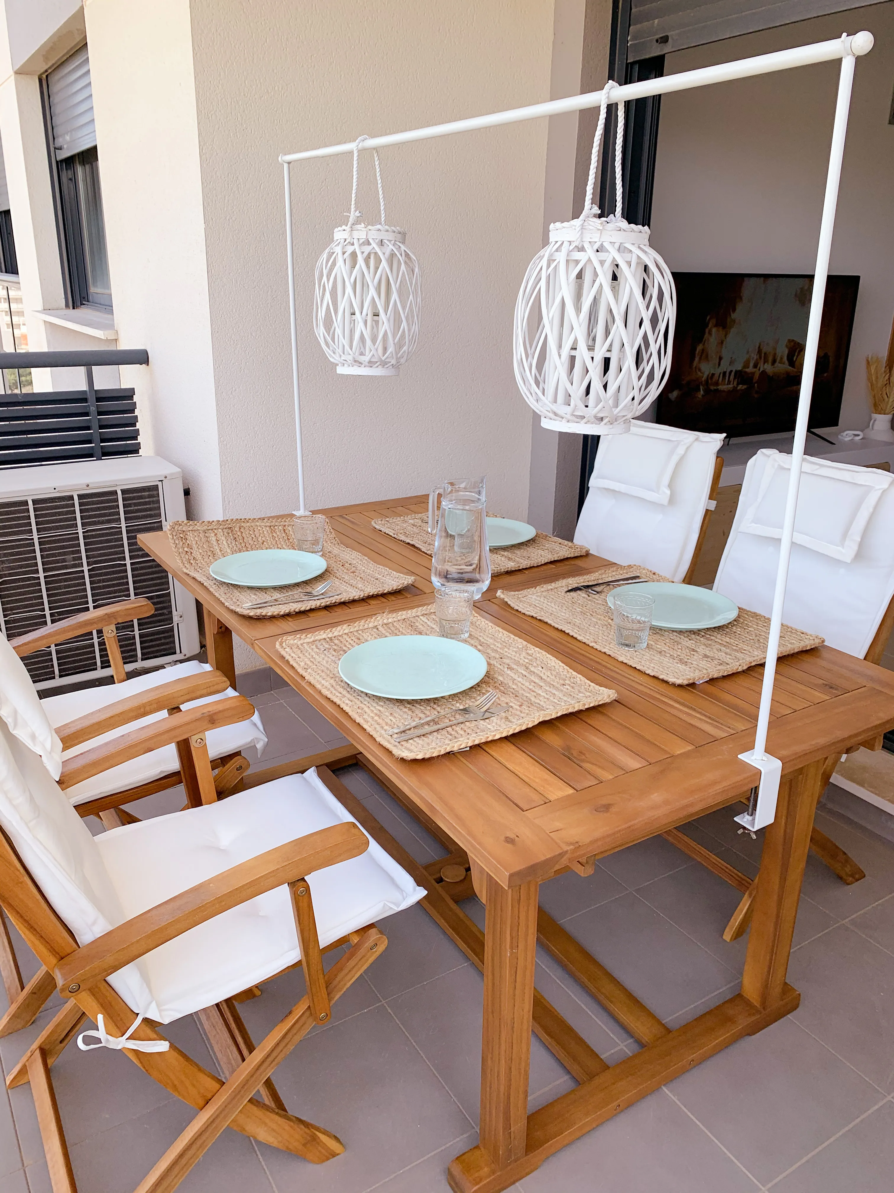 Lantaarn MAURITIUS Wilgenhout 30 cm Wit