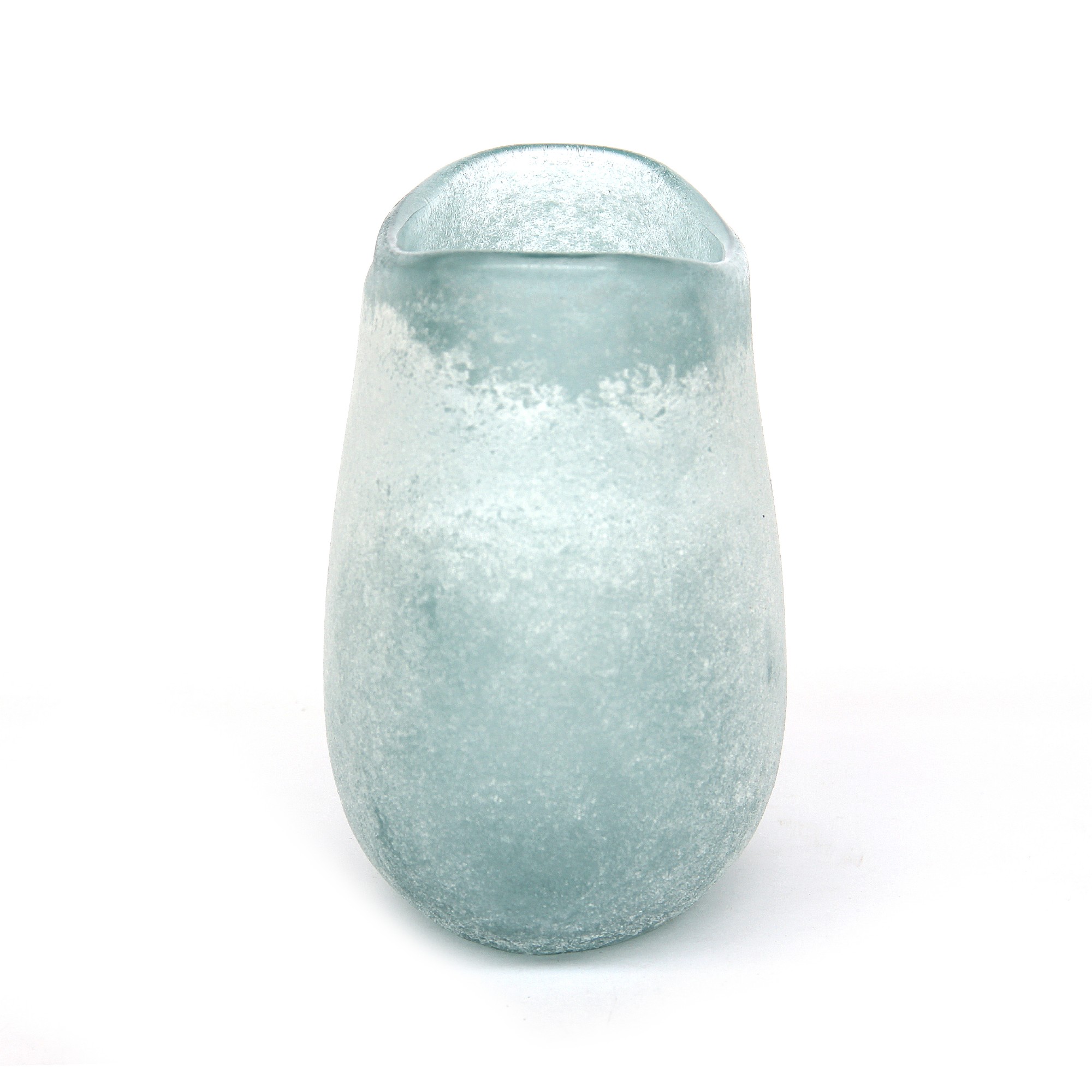 Glasvase 'Glacial', hellblau, T 12 cm, B 23 cm, H 19 cm von fischer's lagerhaus